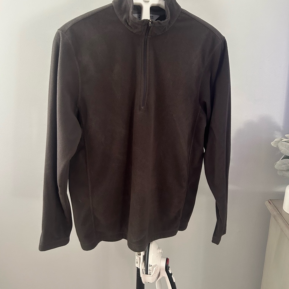 Men's Dark Brown Fleece Quarter-Zip Jacket